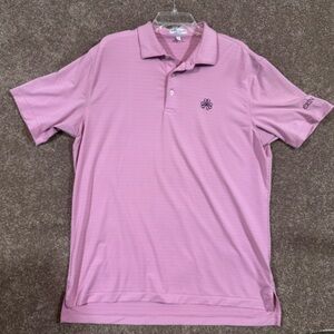 Peter Millar Summer‎ Comfort Pink Stripe Polo Shirt Erin Hills Golf Mens Large